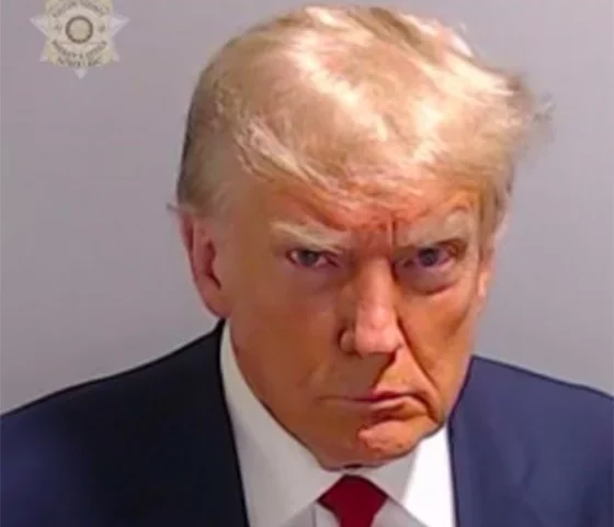Former President Donald Trump was booked at the Fulton County jail in Atlanta on Aug.