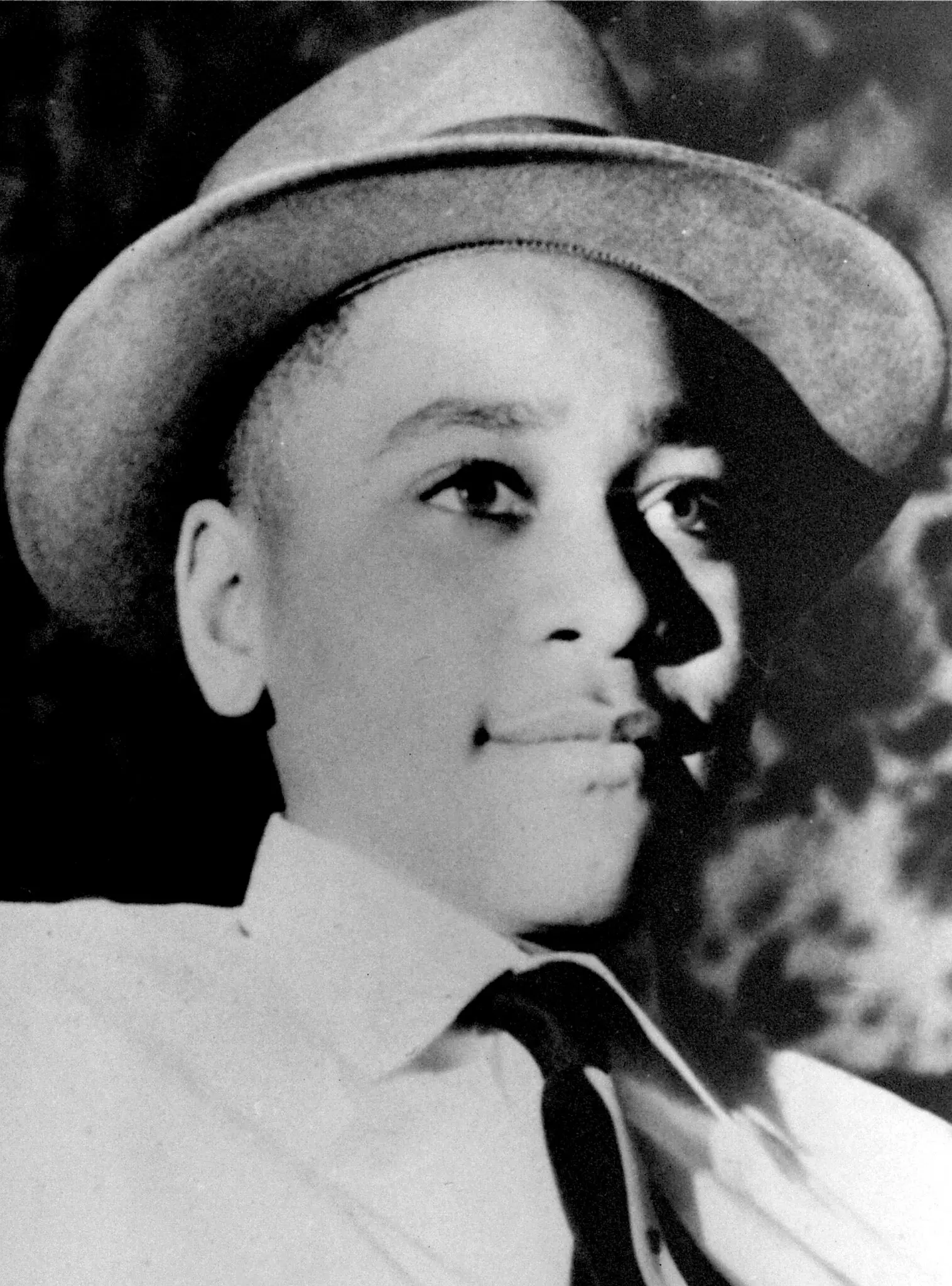 Emmett Till wearing a hat