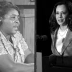 Left, Fannie Lou Hamer testifies before the Credentials Committee at the 1964 Democratic National Convention. (Courtesy: Library of Congress,Warren K. Leffler, photographer). Right, In this Aug. 13, 2020, file photo then Sen. Kamala Harris, D-Calif., speaks at the Hotel DuPont in Wilmington, Del. as Joe Biden's running mate.(AP Photo/Carolyn Kaster, File)