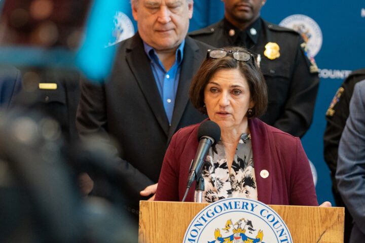 Council Vice President @cmkatestewart, Council President Andrew Friedson, Councilmembers @cmevanglass and @natalifanigonzalez and Montgomery County Executive Marc Elrich @mocogov were joined by public officials and local business leaders for a press conference addressing efforts to combat crime and improve public safety in Downtown Silver Spring