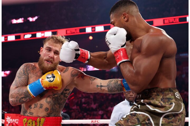 Image credit Rolling Stone. Anthony Joshua knocks out Jake Paul in a non-title heavyweight bout, breaks his jaw in two places. 📷 Giorgio Viera/AFP, Ed Mulholland/Getty, Carmen Mandato/Getty